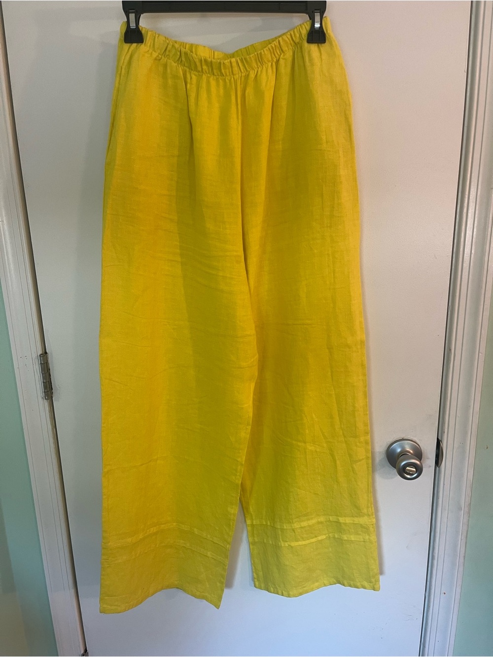 bryn Walker Wide-Leg Elastic Waist Linen Pants in Yellow With Pockets đź’Ż Linen - Picture 2 of 9